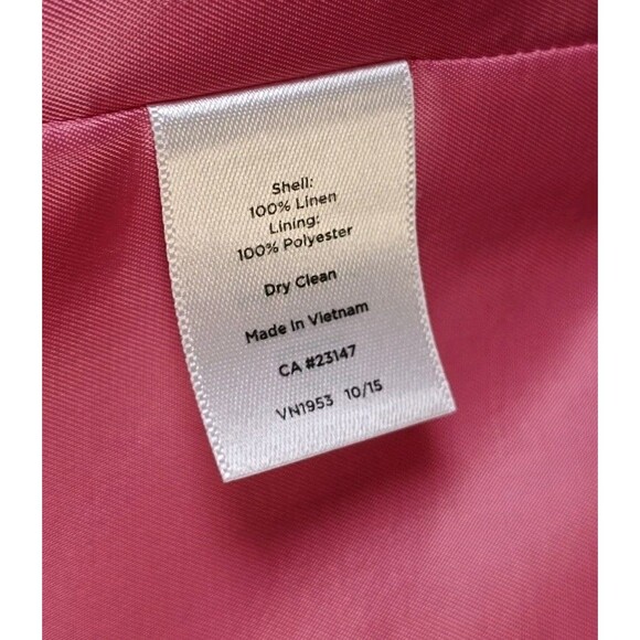Talbots Womens Blazer 10 Pink Linen Open Classic Work Career Lined Pockets - Picture 7 of 16